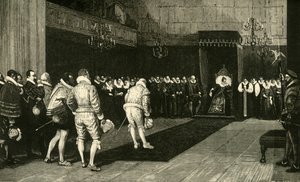 La reina Isabel recibiendo a los embajadores franceses después de la masacre de San Bartolomé, 1890 de Unbekannt