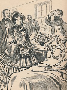 La Reina Victoria Visita a sus Soldados Heridos, c1907 de Unbekannt