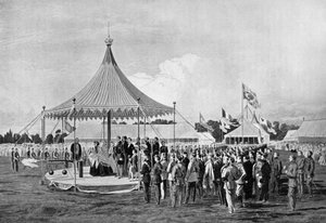 La Reina Victoria disparando el primer tiro en Wimbledon, julio 1860, c1920 de Unbekannt