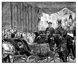La Reina Victoria inaugurando el Puente Blackfriars, Londres de Unbekannt