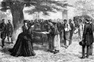 La Reina Victoria recibiendo a los enviados abisinios en Osborne House, mediados-finales del siglo XIX de Unbekannt