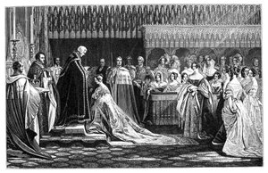La reina Victoria recibiendo el sacramento en su coronación, 28 de junio de 1838, 1900 de Unbekannt