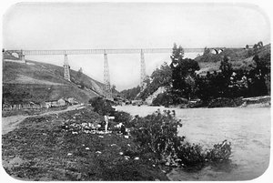 Puente ferroviario sobre el río Malleco, Araucanía, 1911 de Unbekannt