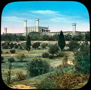 Estación de tren, desde el Jardín de la Reina, Delhi, India, finales del siglo XIX o principios del XX de Unbekannt