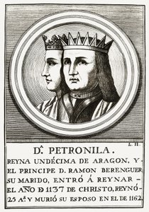 Raimundo Berenguer IV de Barcelona y Petronila Reina de Aragón, grabado de Unbekannt