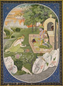 Rama, Sita y Lakshmana en el bosque, página de los Cuentos del Ramayana, c. 1830 de Unbekannt