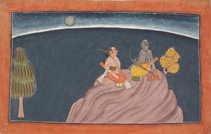 Rama y Lakshmana en el Monte Pavarasana: Folio de la serie Shangri Ramayana de Unbekannt