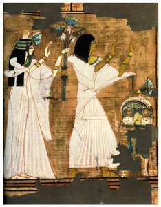 Rames y su esposa en adoración ante una mesa llena de ofrendas, c1400 a.C. 1958