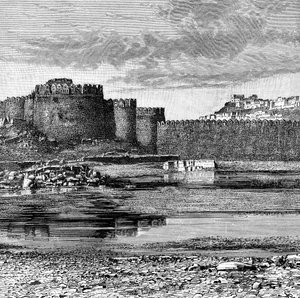 Murallas de la ciudad y ciudadela, Golconda, India, 1895