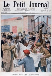 Leyendo los resultados electorales en el periódico, París, 1902 de Unbekannt