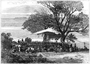Leyendo el ultimátum en las orillas del Tugela, la guerra zulú en el sur, 1879 de Unbekannt
