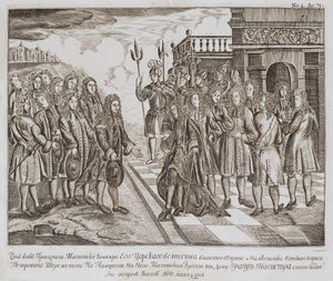 Recepción de la embajada de Boris Sheremetev en Malta en 1698, finales del siglo XVII de Unbekannt