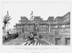 Reconstrucción de la fachada noreste del palacio de Senaquerib Kouyunjik, Asirio, 1853