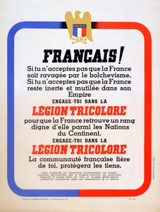 Cartel de reclutamiento para la Legión Tricolor de la Francia de Vichy, 1942 de Unbekannt