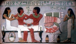 Relieve de Imn-Hat sentado con su esposa e hijo frente a una ofrenda, Tebas, c. 2050-c. 1786 a.C.
