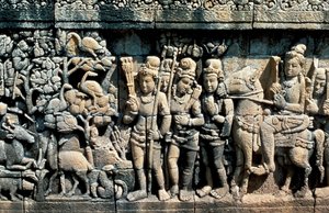 Relieve mostrando escena de un sutra, Barabudur, Java, c750-850 de Unbekannt