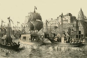 Festival religioso en Benarés, 1890