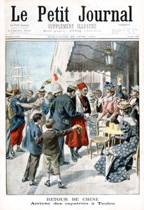 Regreso de China, llegada de repatriados, Toulon, 1901