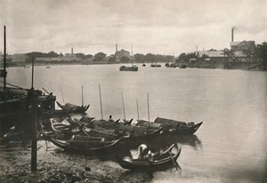 Molinos de arroz en el arroyo Poozoondoung, Rangún, 1900 de Unbekannt