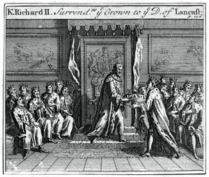 Ricardo II de Inglaterra entrega su corona, 1399