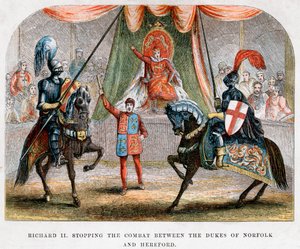 Ricardo II deteniendo el combate entre los Duques de Norfolk y Hereford (1398)