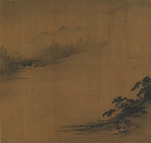 Paisaje fluvial en la niebla, siglo XIV de Unbekannt