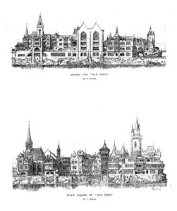 Fachada del río y diseño para el Viejo París, 1899