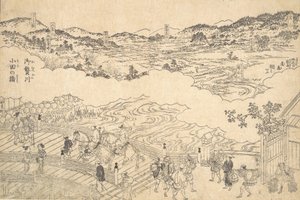Río de Omue y puente de Oda, 1700 de Unbekannt