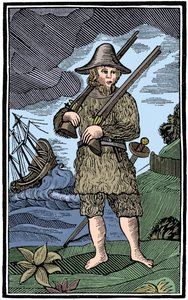 Robinson Crusoe, recorte de folletín, siglo XVIII, 1964 de Unbekannt