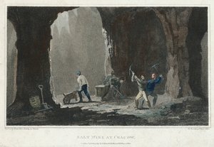 Sal de roca: Mineros trabajando en una mina de sal cerca de Cracovia, Polonia, c1820 de Unbekannt