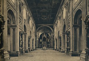 Roma - Nave principal de la Basílica de San Juan de Letrán Borromini, arq. 1650, 1910 de Unbekannt