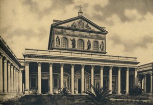 Roma - Fachada principal de la Basílica de San Pablo Extramuros, 1910