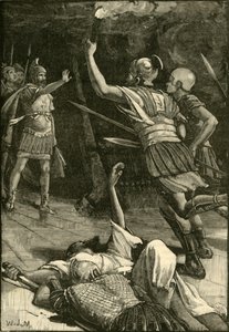 Soldados romanos incendiando el Templo de Jerusalén, 1890 de Unbekannt