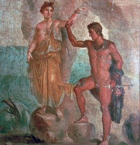 Pintura mural romana de la Casa de los Dioscuros en Pompeya, siglo I