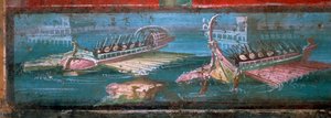 Pintura mural romana de barcos transportando soldados de Unbekannt