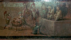 Pintura mural romana del Juicio de Salomón