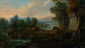 Paisaje romántico con bahía marina de Unbekannt