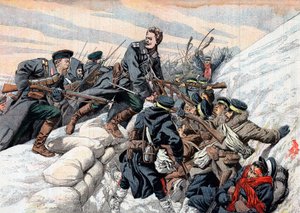 Ataque ruso a las trincheras japonesas, Guerra Ruso-Japonesa, 1904-5 de Unbekannt