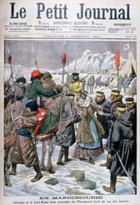 Enfermera rusa capturada por los manchúes siendo entregada a los japoneses, Manchuria, 1904