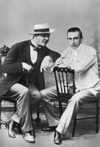 Cantante de ópera ruso Feodor Chaliapin con el compositor y pianista Sergei Rachmaninov, c. 1890