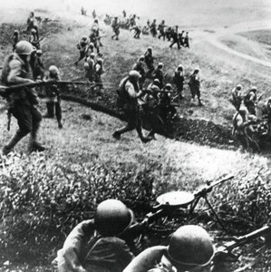Tropas rusas en el contraataque, región de Mozdok, Cáucaso septentrional, septiembre de 1942