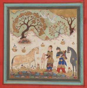 Rustam captura a Rakhsh, folio de un Shahnama, Libro de los Reyes, mediados del siglo XV de Unbekannt
