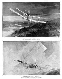 Modelo de avión a vapor de SP Langley Aerodrome visto desde arriba y abajo, 1902