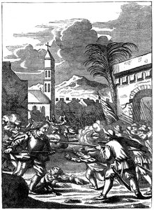 Saqueo de Puerto Príncipe, La Española, por el Capitán Morgan, 1667 c. 1880 de Unbekannt