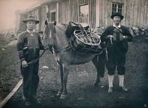 Montañeses de Saetersdalen con Caballo de Carga, 1914 de Unbekannt