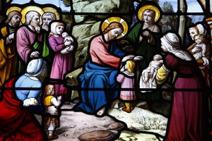 Iglesia de San Aignan, Jesús bendiciendo a los niños, Chartres, Francia