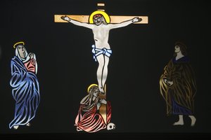 Obra de arte de la iglesia copta de San Antonio: Jesús en la cruz, Jerusalén, Israel de Unbekannt