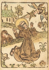 San Francisco recibiendo los estigmas, c. 1480 de Unbekannt
