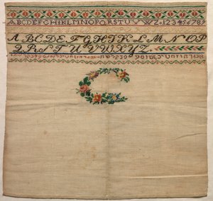 Muestrario con inscripción hebrea, siglo XIX-principios del siglo XX