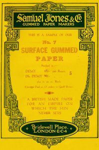 Anuncio de Samuel Jones & Company Gummed Paper Makers, 1919 de Unbekannt